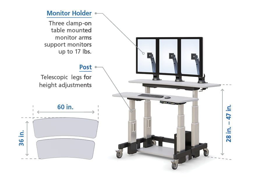 height adjustable stand up computer desk control features