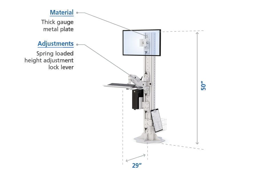 Stationary Floor Mounted Station with Spring Loaded Height Adjustment