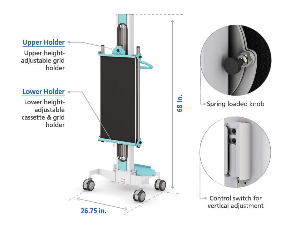 Rolling Radiology Room Detector Cart Features