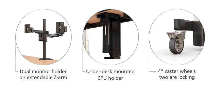 Dual-Tier Corner Sit to Stand Desk functional features