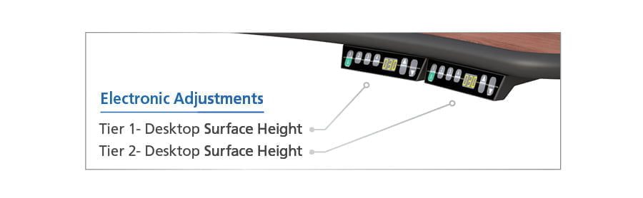 l shaped height adjustable desk control