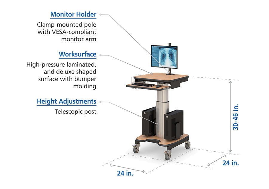 Rolling Medical Computer Stand Features