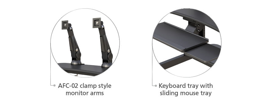 Two Level Modern Computer Desk monitor arm and keyboard tray