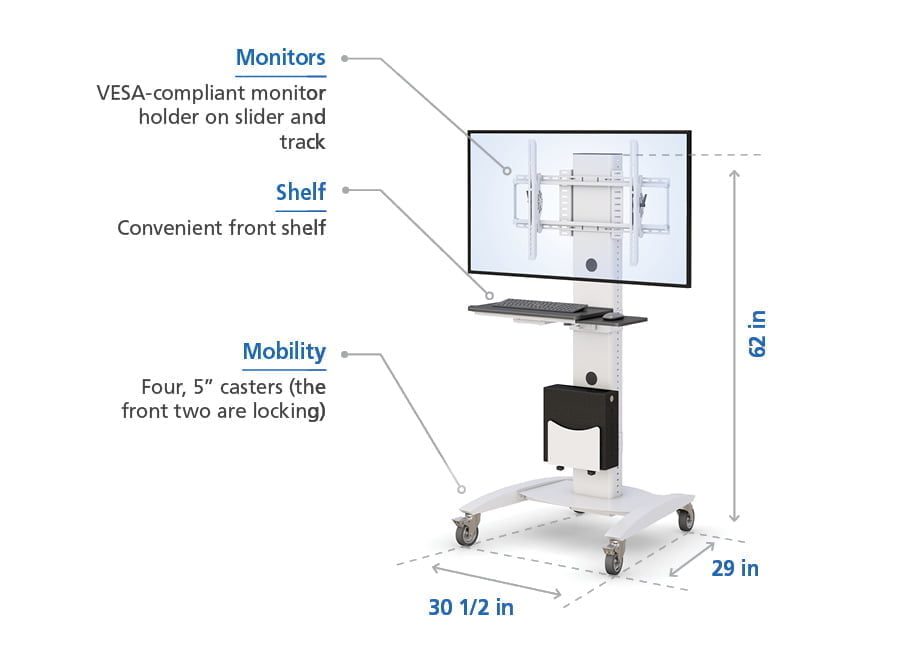 Mobile Computer Cart with Features
