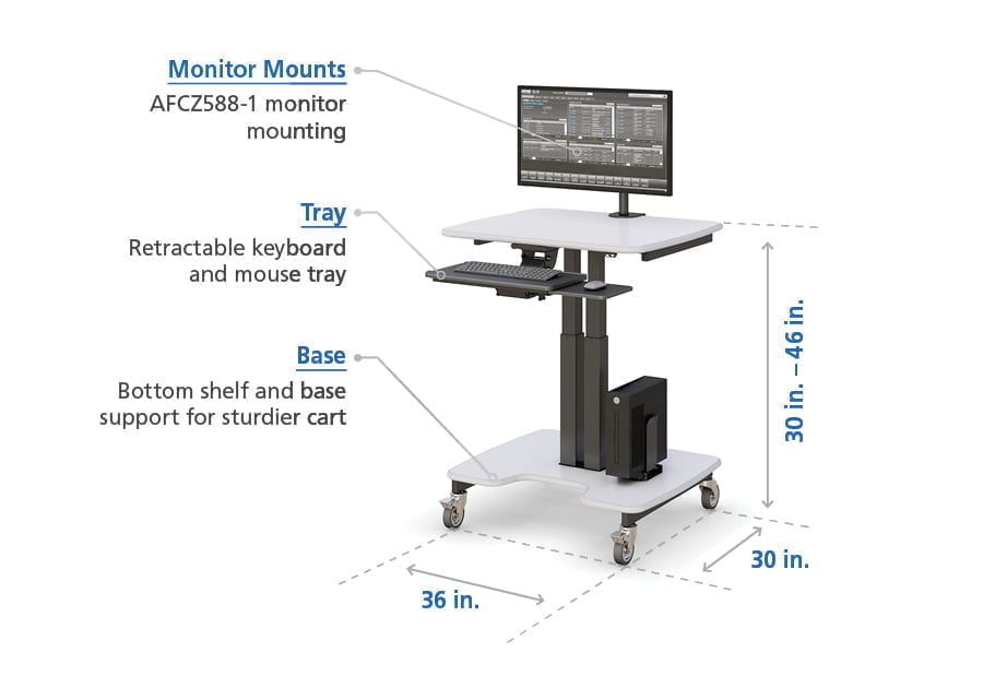 Medical Computer Stand on Wheels Specs