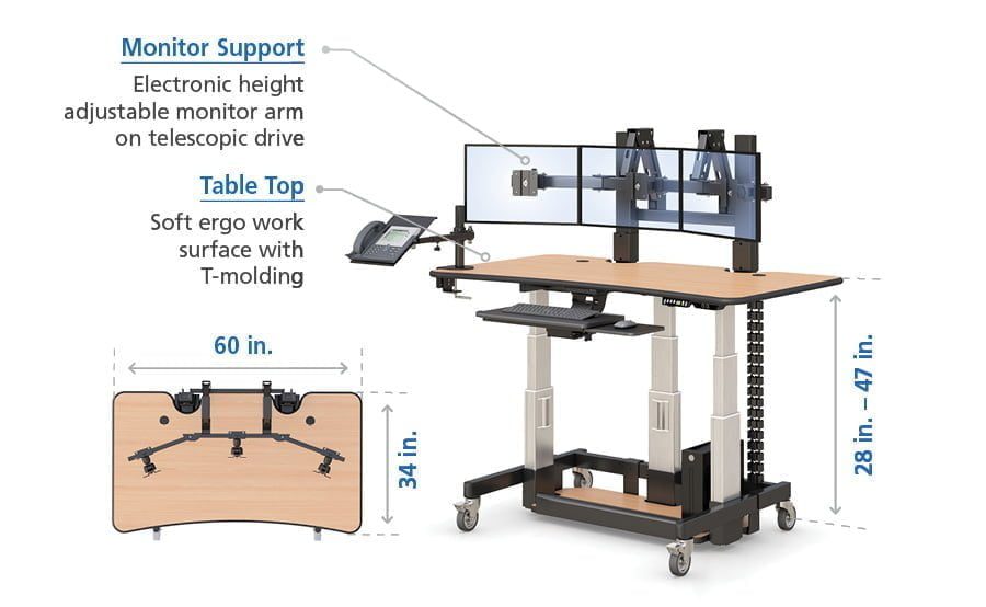 Adjustable Height Desk for PACS System Specs