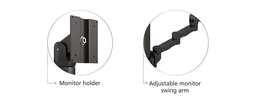 Full Motion Long Extending Monitor Swing With Arm Monitor Holder Functional Features