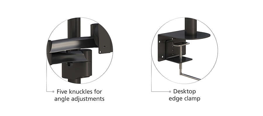 Desk Clamped Adjustable iPad Stand functional features