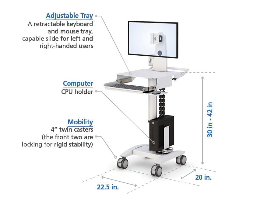 hospital computer workstation cart