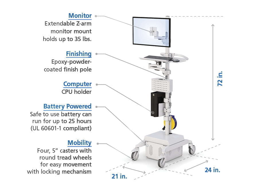 medical computer pole cart monitor arm