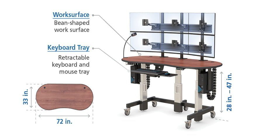 Adjustable Standing Desk with VIdeo Wall Control Accessory