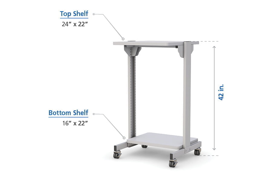 Mobile standing utility computer cart sturdy and strong construction features