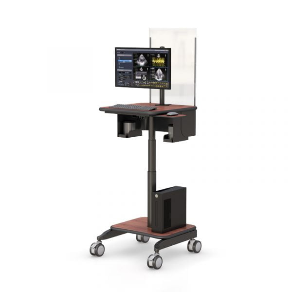 Mobile Medical Computer Cart with Sneeze and Cough Guard