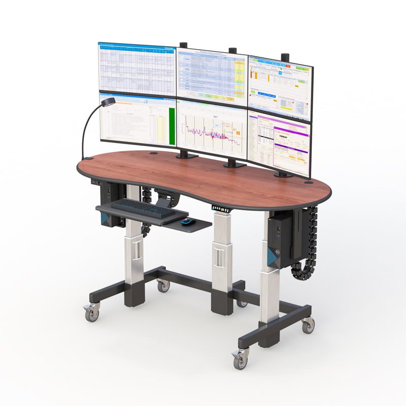 Banco de trabajo industrial con superficie de escritorio ESD y pantalla de  monitor - AFC Industries
