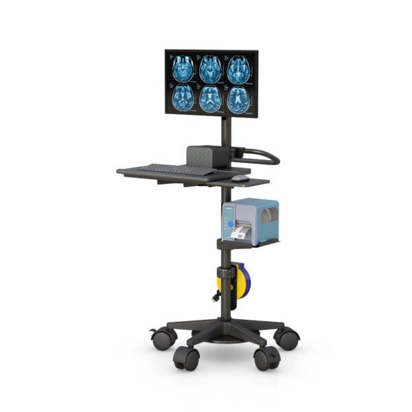 772757 Medical Pole Mount Computer Cart with Adjustable Height and Mobility