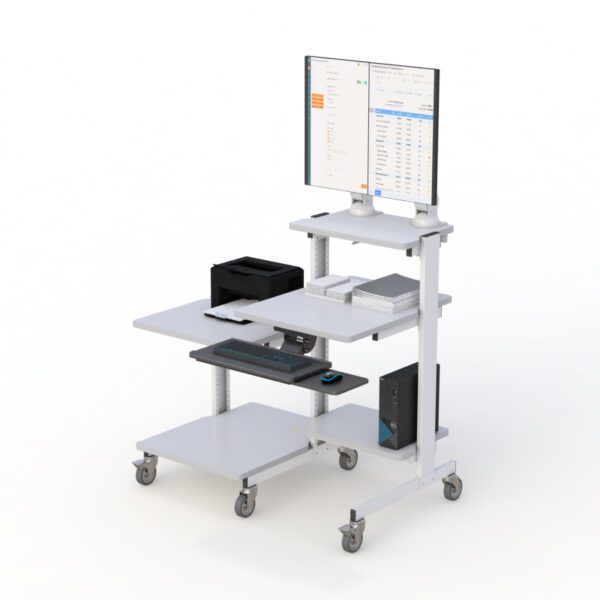 Rolling Computer Workstation with Side Cart