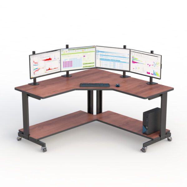 Quad Monitor L Shaped Computer Desk by AFC