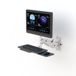 AFC Ergonomic Furniture: Wall Mount Computer Monitor Mount with Keyboard and Mouse Tray