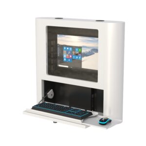 Estación de trabajo de ordenador montada en la pared con cerradura