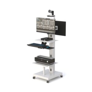 Carro de telemedicina móvil de doble monitor para comunicaciones remotas