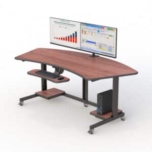 Estación de trabajo de doble monitor con forma curva