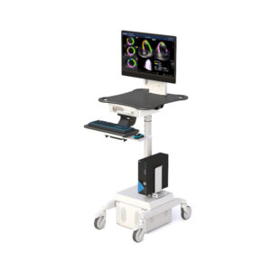 Mobile workstation cart with monitor, extendable keyboard tray, cable management, and CPU mount frame