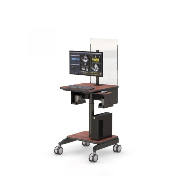 Adjustable Mobile Medical Computer Cart with Sneeze and Cough Guard