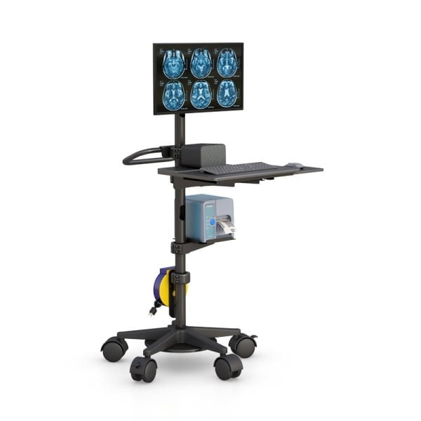 Ergonomic Pole Mount Medical Computer Cart