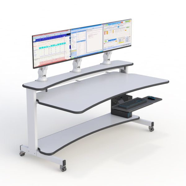 Adjustable Computer Desk with Three- Monitor Stand