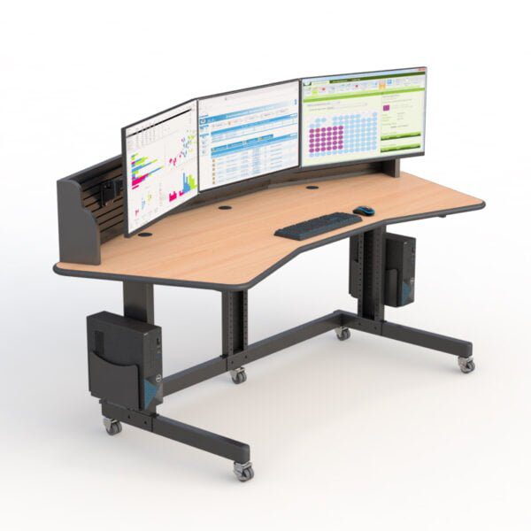 Computer Desk Display with Slat Wall Monitor Mounts