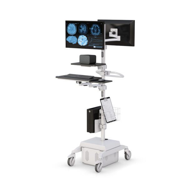 Mobile Ergonomic Medical Computer Stand on Wheels