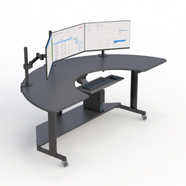 Triple Monitor Holder U-Shaped Computer Workstation Table