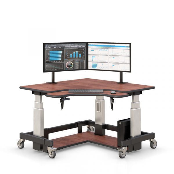 L shape adjustable standing desk workstation