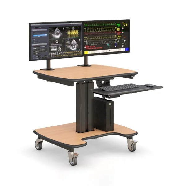 Height Adjustable Rolling Medical Computer Cart