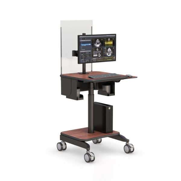 Height Adjustable Mobile Medical Computer Cart with Sneeze and Cough Guard