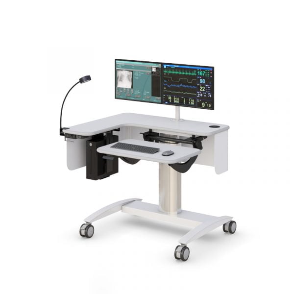 Adjustable Ergonomic Rolling Medical Computer Cart