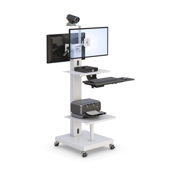 Mobile Dual Monitor Polycom Telemedicine Medical Cart