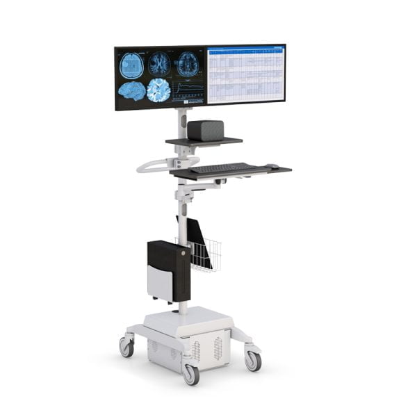 Height Adjustable Mobile Computer Pole Cart