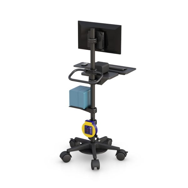 Ergonomic Adjustable Pole Mount Medical Computer Cart