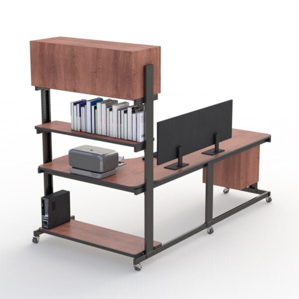 Adjustable L-shaped Computer Office Desk with Hutch