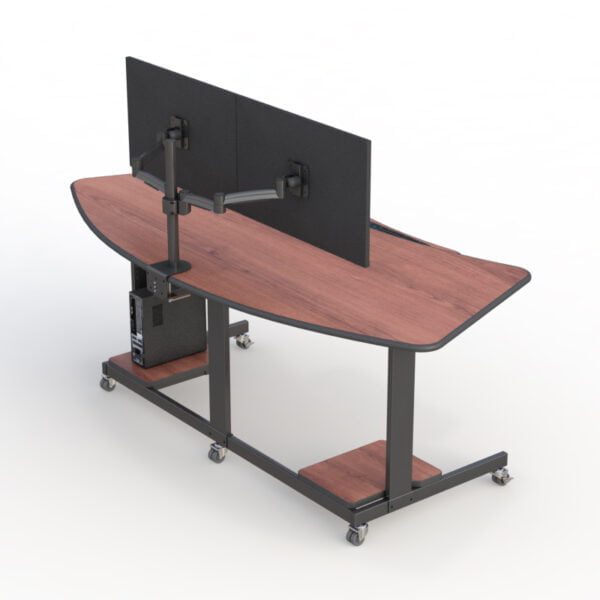 Dual Monitor Curved Shape Computer Desk Furniture