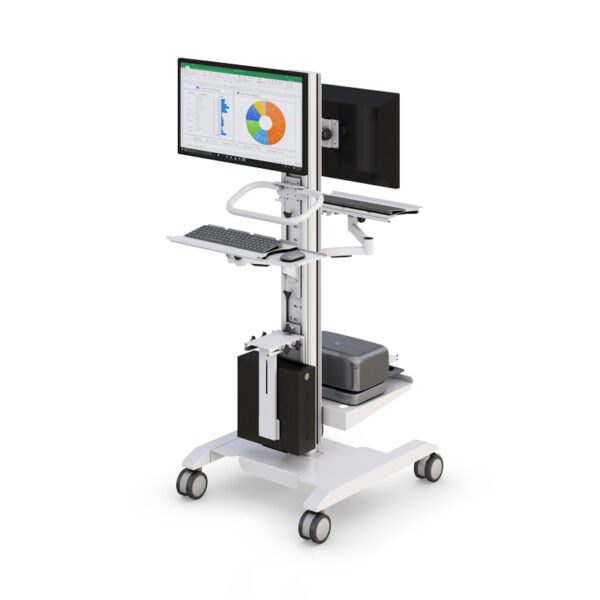 Ergonomic Dual Mobile Monitor Stand Cart