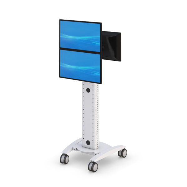 Ergonomic Triple Monitor Rolling Stand Cart
