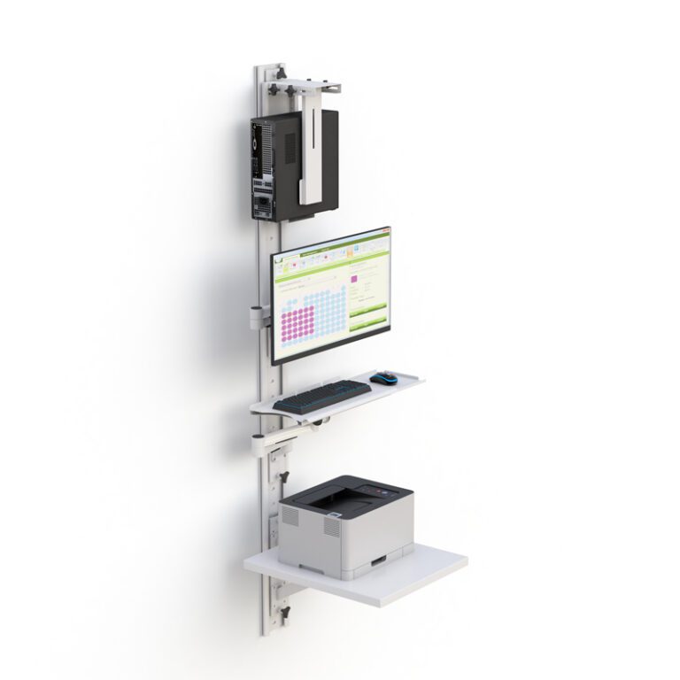 Track Mounted Computer Wall Mount Track Height Adjustable Computer Station