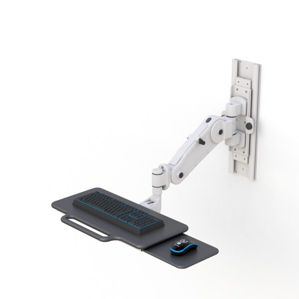 Close-up of lock lever mechanism for height adjustment on the keyboard tray.