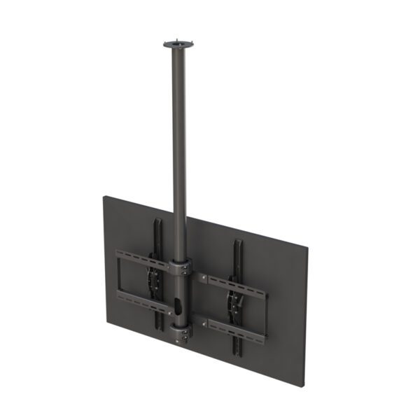 Close-up of VESA plate and pivot joint with visible hardware for secure display attachment.