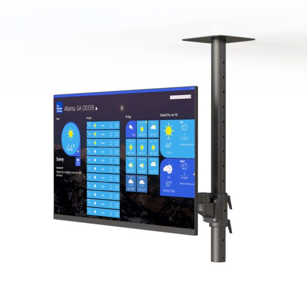 Close-up of VESA‑compatible mounting plate with tilt pivot and robust metal arm build.