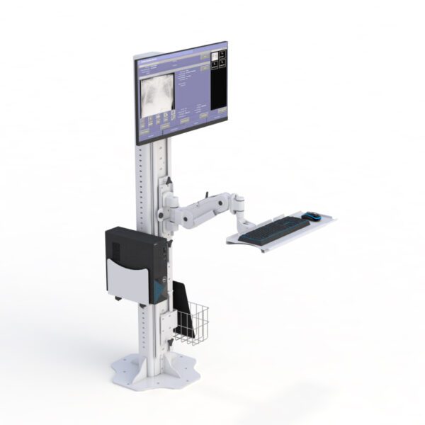 Efficient Workstation Setup: AFC Floor Computer Stand with Adjustable Arm - Image 7