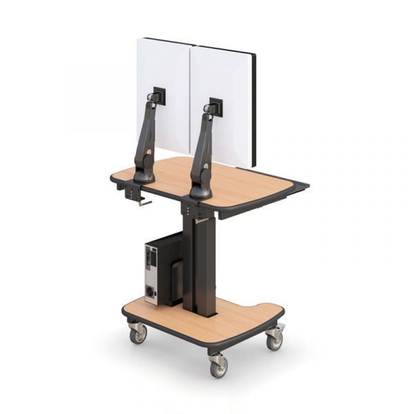 Height Adjustable Medical Computer Workstation Cart on Wheels