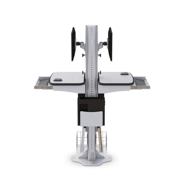 Ergonomic Height Adjustable Dual Computer Monitor Floor Stand